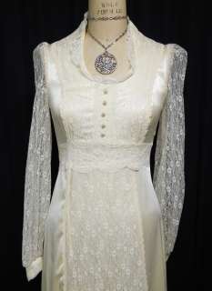 Wedding Vtg 70s 80s San Fran Gunne Sax Ivory gown Lace Dress maxi 