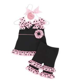 New Girls Boutique Mud Pie Perfectly Princess Black Pink Ruffle Capri 