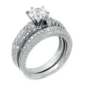 A3RSZ9065) Look Like Royalty with this Silver Wedding Ring Set / Two 