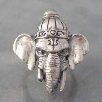 Rare Ganesh Head Hindu Elephant God 925 Silver Ring 7.5  
