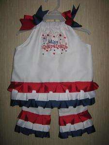   Red White Blue Ruffles Miss Independent 4th of July Casual  