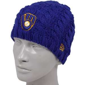  New Era Milwaukee Brewers Ladies Royal Blue Cable Knit 