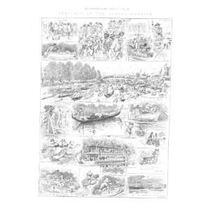 Sketches At Henley Regatta 1884 Antique Print