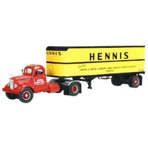   Red/Yellow 1/50 Scale Hennis Freight Lines WC22 with Vintage Trailer