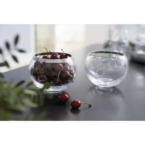  HERSTAL 7028488024 CLEAR MIRA SMALL BOWL SILVER EDGE 2PC 