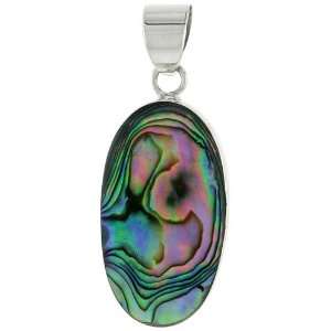  Sterling Silver Oval Mother of Pearl Inlay Pendant, 1 