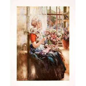  1911 Color Print George Wharton Edwards Art Flemish Woman 