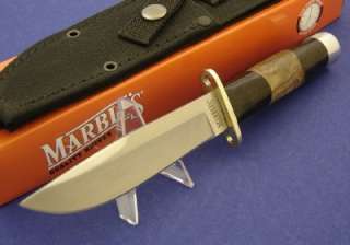 Marbles Fixed Blade Hunter Knife Burlwood Inlay New  