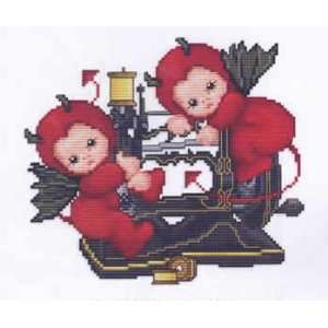  Little Stitch Devils on Sewing Machine (cross stitch 