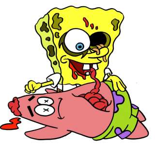New Funny Spongebob Squarepants Zombie White T Shirt All Youth & Adult 