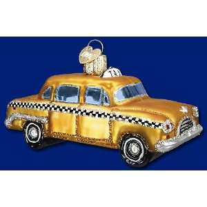  Old World Christmas ornament yellow taxi glass 4
