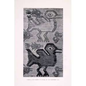 1930 Halftone Print Textile Fabric Chimu Chimor Peru Trujilo Moche 