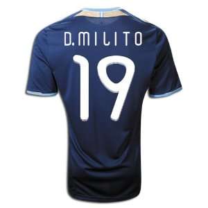  Argentina #19 D.milito Away Jersey Blue 2011 Soccer 