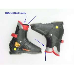   Black Ski Boots Kids Size 2 Mismatched Boot Liners