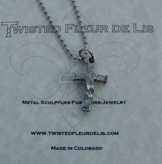 Twisted cross necklace pendant, cast pewter, NOLA,  