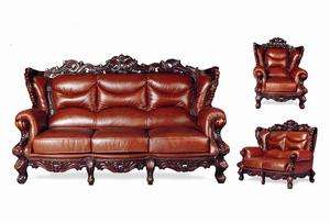 LEATHER FRENCH PROVINCIAL LIVING ROOM FURNITURE  