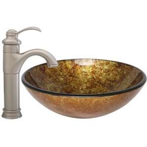  Geyser Hand crafted Bathroom Glass Vessel Sink and Brushed 