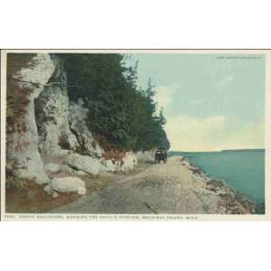 Reprint South Boulevard, Showing the Devils Kitchen, Mackinac Island 