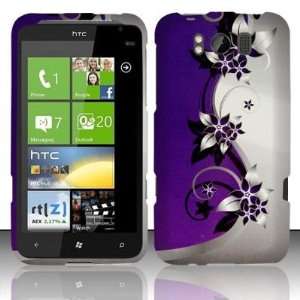 For HTC Titan X310e (AT&T) Rubberized Purple/Silver Vines Design Snap 