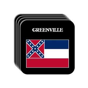   Flag   GREENVILLE, Mississippi (MS) Set of 4 Mini Mousepad Coasters
