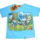 New ARRIVAL THE SMURFS bicycle happy ~Edition Stylish Boys T shirt Top 