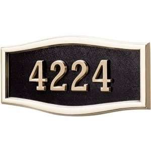  Gaines Address Plaques Black with Brass Housemark Large 