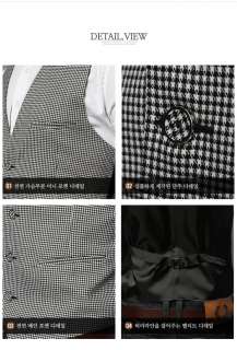 Bros Mens Casual Dress Stylish Check Vest GRAY S,M,L  