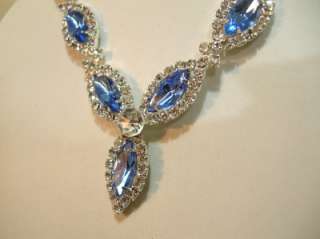 STUNNING Blue Topaz CZ Womens Necklace Earrings  