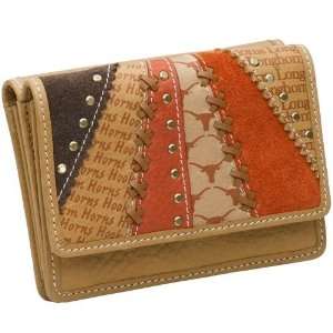  Fossil Texas Longhorns Tan Ladies Leather Collage Wallet 