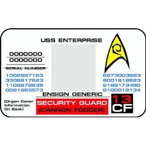  USS Entreprise Security Guard ID Card