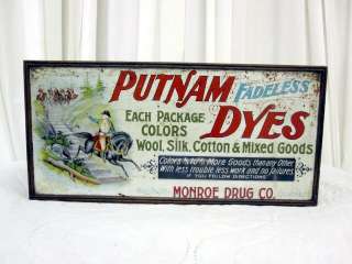 Antique Table Top Cabinet w Advertising Putnam Fadeless Dye Great 