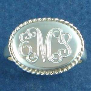 Monogram Name Initial Personalized Sterling Silver Ring  