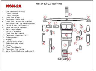 Nissan 300ZX 90 96 Interior Dashboard Dash Wood Trim Kit Parts FREE 