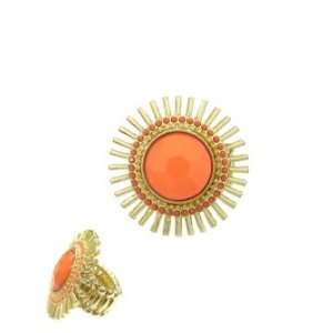  Gold Coral Sunbeam Stretch Ring 
