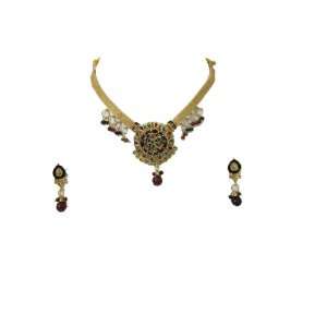 Designer Meenakari Kundan Necklace Set with Earrings Indian Bollywood 