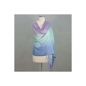  NOVICA Silk and wool shawl, Magic Colors