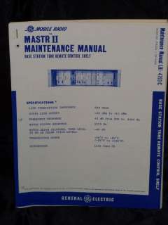 General Electric Mastr II Tone Remote Manual LBI 4793C  
