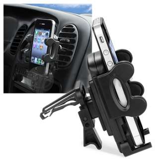 Car Vent Mount Stand+Black Charger Accessory Kit For Apple iPhone 4 4G 
