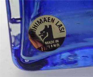 Riihimaki Helena Tynell Maaherra blue glass decanter vintage 1960s 