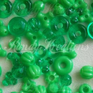 100 LIME GREEN pony BEADS kandi Raver RAVE mixed Rings tri spacers 4 