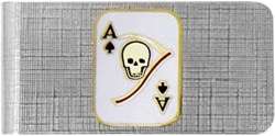 Military Death Skull Card Enamel Poker Money Clip  