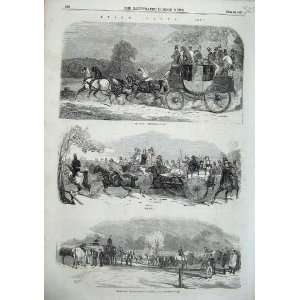  1857 Epsom Races Course Paddock Horses Carriage Sport 