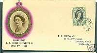 1953Queen Elizabeth CORONATION CACHET LEEWARD ISL.  