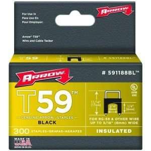  ARROW FASTENERS 591188BL BLACK T59 INSULATED STAPLES FOR 