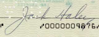 1967 Signed Bank Check~JACK HALEY~Tin Man  