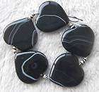 40mm Black Agate Heart Beads 5Pcs  