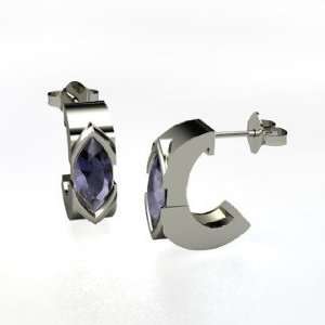    Montespan Hoops, Platinum Hoop Earrings with Iolite Jewelry