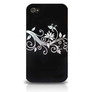  Apple iPhone 4 Black with White Ivy Floral Flower Vines 