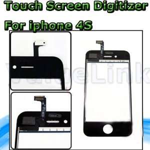 Black iPhone 4S front glass touch screen digitizer replacement (NO LCD 