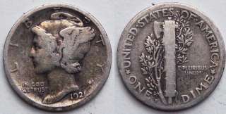 1921 D Mercury Silver Dime Key Date US Coin  